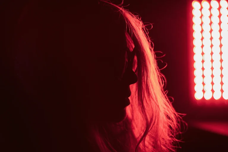 PlatinumLED BIO 300 red and near-infrared light therapy panel used as part of a skincare routine